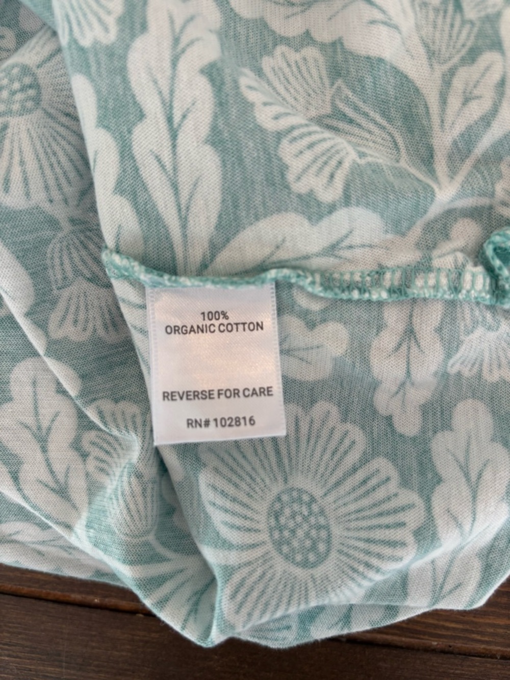 Garnet Hill Asian Wrap Organic Cotton Shorty Pajama Set Floral Aqua Size Small - Picture 12 of 15